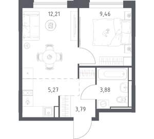 1-к квартира, вторичка, 35м2, 5/17 этаж