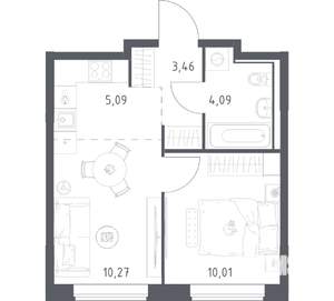 1-к квартира, вторичка, 33м2, 13/17 этаж