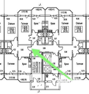 2-к квартира, сданный дом, 62м2, 17/17 этаж