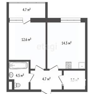 1-к квартира, вторичка, 40м2, 2/3 этаж