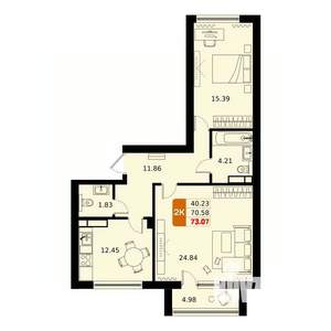 2-к квартира, вторичка, 73м2, 10/17 этаж