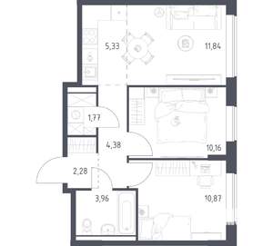 2-к квартира, вторичка, 51м2, 2/16 этаж