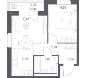 1-к квартира, вторичка, 39м2, 2/17 этаж