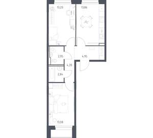 2-к квартира, вторичка, 55м2, 2/16 этаж