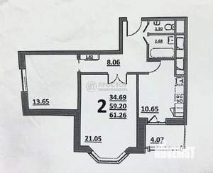 2-к квартира, вторичка, 61м2, 18/23 этаж