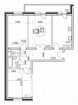 3-к квартира, вторичка, 80м2, 2/3 этаж