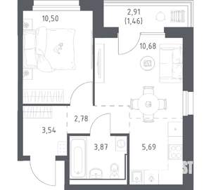 1-к квартира, вторичка, 39м2, 13/17 этаж