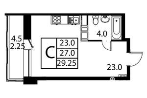 Студия квартира, строящийся дом, 29м2, 9/12 этаж