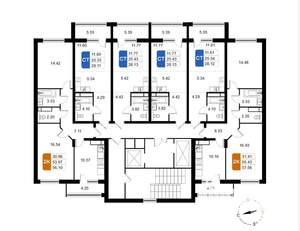 2-к квартира, строящийся дом, 58м2, 9/17 этаж