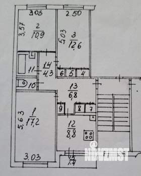3-к квартира, вторичка, 69м2, 2/5 этаж