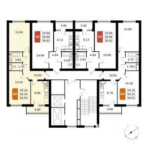 2-к квартира, вторичка, 57м2, 4/17 этаж