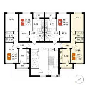 2-к квартира, вторичка, 56м2, 12/17 этаж