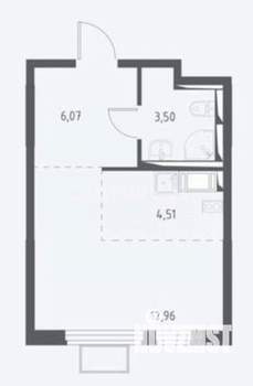 Студия квартира, вторичка, 27м2, 4/17 этаж