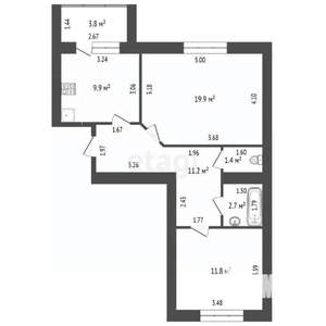 2-к квартира, вторичка, 57м2, 4/9 этаж