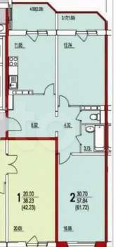 2-к квартира, вторичка, 62м2, 4/17 этаж