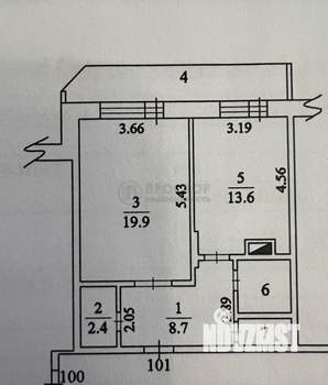 1-к квартира, вторичка, 58м2, 11/12 этаж