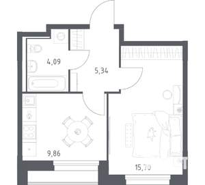 1-к квартира, вторичка, 35м2, 2/17 этаж