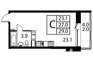 Студия квартира, строящийся дом, 29м2, 12/12 этаж