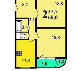 2-к квартира, вторичка, 64м2, 5/17 этаж