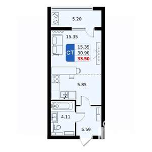 Студия квартира, вторичка, 34м2, 5/17 этаж