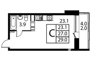 Студия квартира, строящийся дом, 29м2, 9/12 этаж