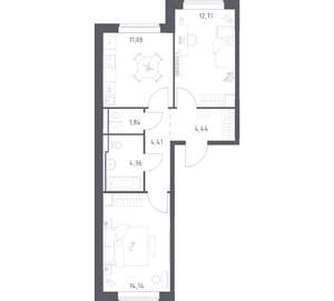 2-к квартира, вторичка, 53м2, 17/17 этаж