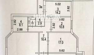 3-к квартира, вторичка, 72м2, 2/14 этаж