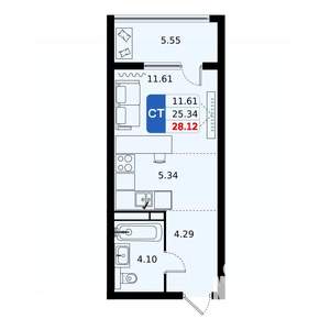 Студия квартира, вторичка, 28м2, 8/17 этаж