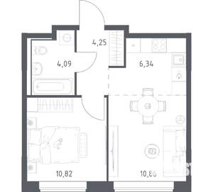 1-к квартира, вторичка, 36м2, 2/17 этаж