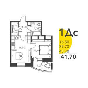 1-к квартира, вторичка, 41м2, 9/15 этаж
