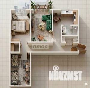 3-к квартира, вторичка, 58м2, 2/4 этаж