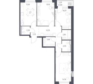 3-к квартира, вторичка, 76м2, 2/16 этаж
