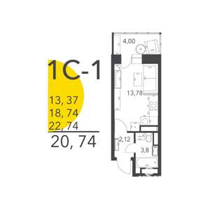 Студия квартира, строящийся дом, 21м2, 5/17 этаж