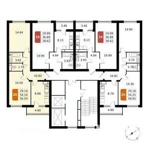 2-к квартира, вторичка, 57м2, 3/17 этаж