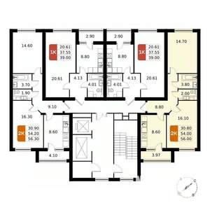 2-к квартира, вторичка, 56м2, 13/17 этаж