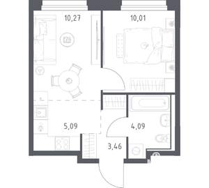 1-к квартира, вторичка, 33м2, 2/17 этаж