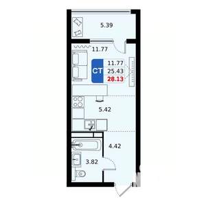 Студия квартира, вторичка, 28м2, 4/17 этаж