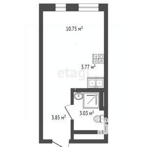 Студия квартира, вторичка, 21м2, 10/17 этаж