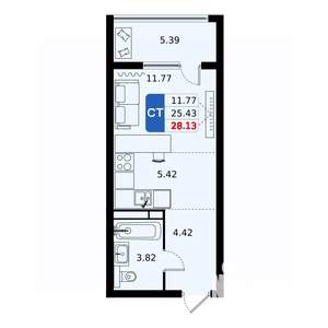 Студия квартира, вторичка, 28м2, 14/17 этаж