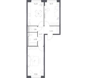 2-к квартира, вторичка, 60м2, 9/17 этаж