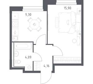 1-к квартира, вторичка, 33м2, 8/17 этаж
