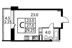 Студия квартира, строящийся дом, 29м2, 7/12 этаж