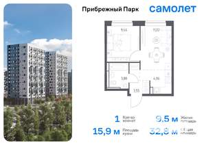 1-к квартира, вторичка, 33м2, 5/17 этаж