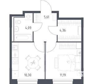 1-к квартира, вторичка, 36м2, 9/16 этаж