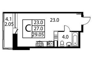 Студия квартира, строящийся дом, 29м2, 5/12 этаж
