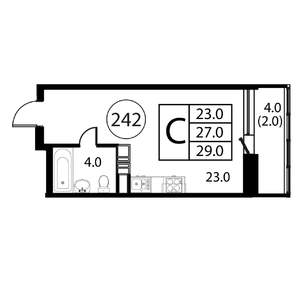 Студия квартира, строящийся дом, 29м2, 3/12 этаж