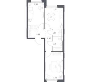 2-к квартира, вторичка, 54м2, 8/17 этаж