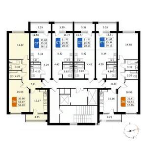 2-к квартира, вторичка, 56м2, 6/17 этаж