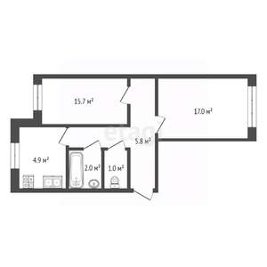 2-к квартира, вторичка, 47м2, 1/5 этаж
