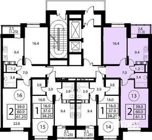 2-к квартира, вторичка, 61м2, 5/12 этаж